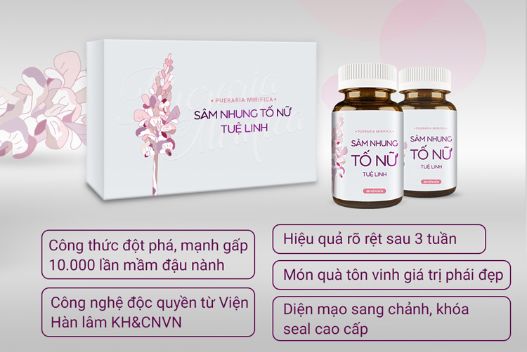 Kết hợp viên uống chăm sóc sắc đẹp Sâm nhung tố nữ Tuệ Linh 1